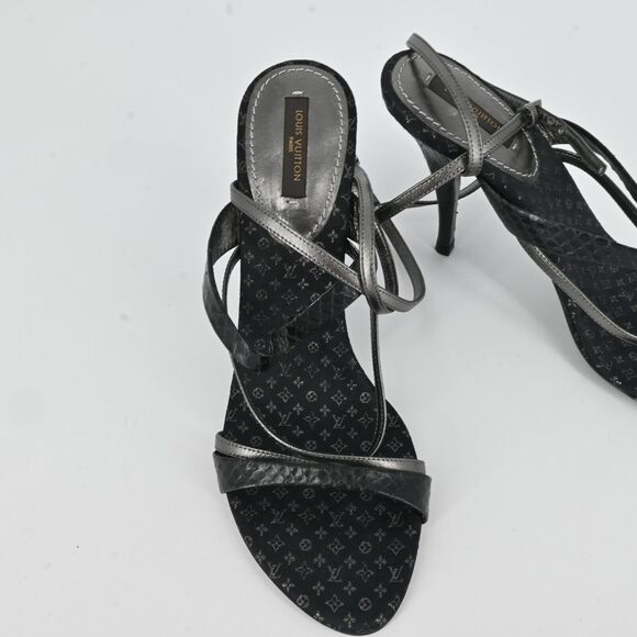 LOUIS VUITTON Monogram Strappy Heels Size 38 - Picture 3 of 9